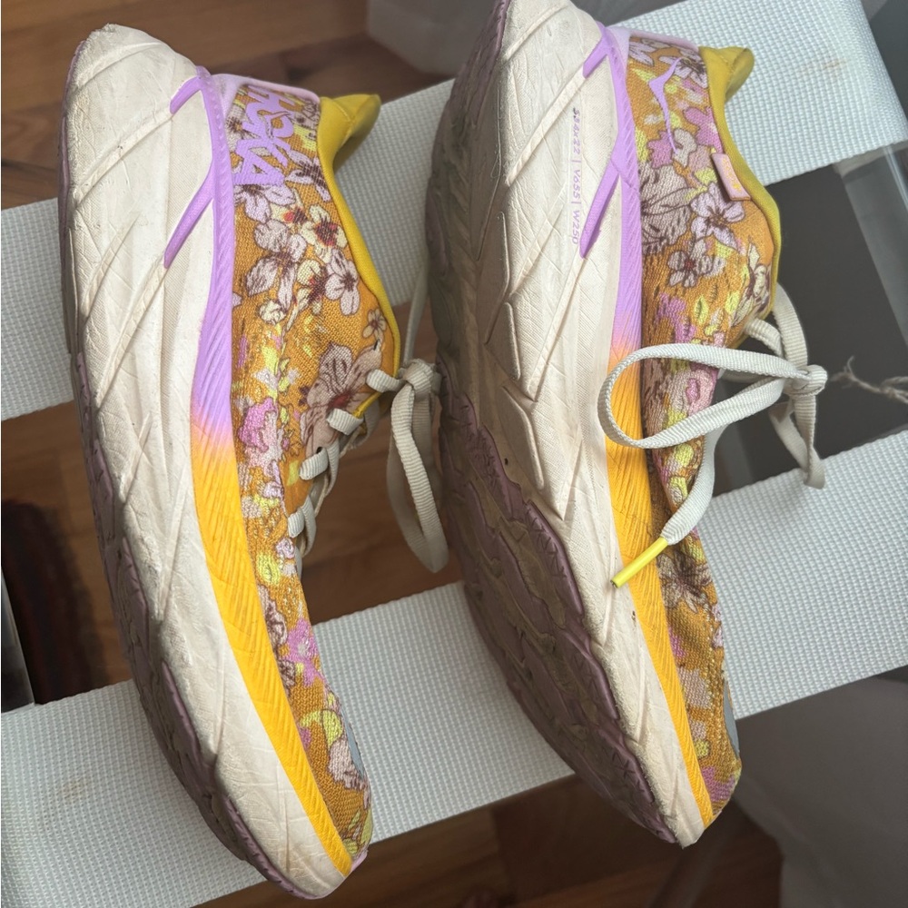Hoka Yellow and Purple Floral Athletic Shoes size 8 - Picture 2 of 10
